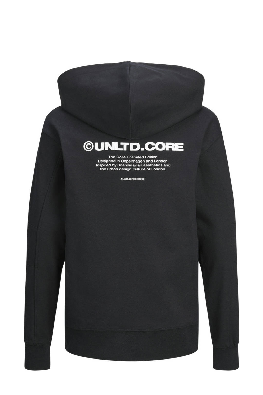 JACK & JONES hoodie JCOAERO met tekst zwart