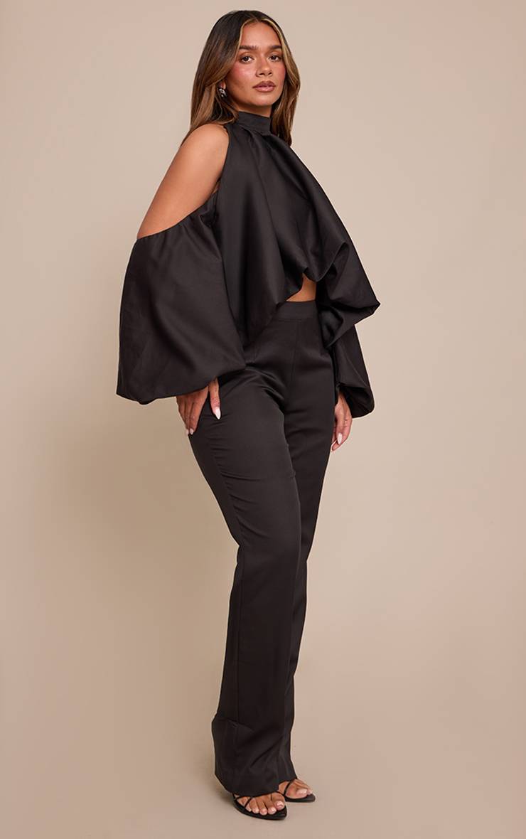 Noir Pantalon Droit Ajusté Shape Ensemble Coordonné