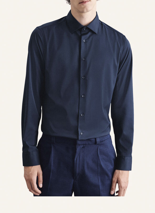 Seidensticker Performance shirt Slim Long sleeve Kent-Collar Uni Blue