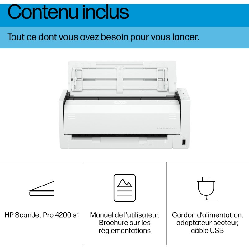 HP ScanJet Pro 4200 s1 Scanner à défilement A4 et passeport / carte d’identité, jusqu’à 40ppm/80ipm, 600x 600 DPI