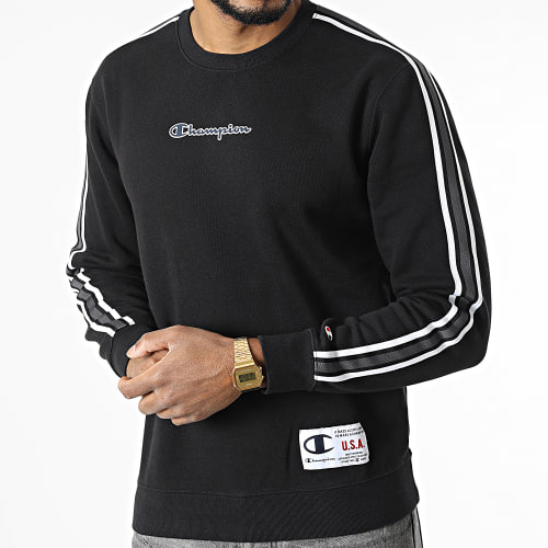 Sweat Crewneck A Bandes 217843 Noir