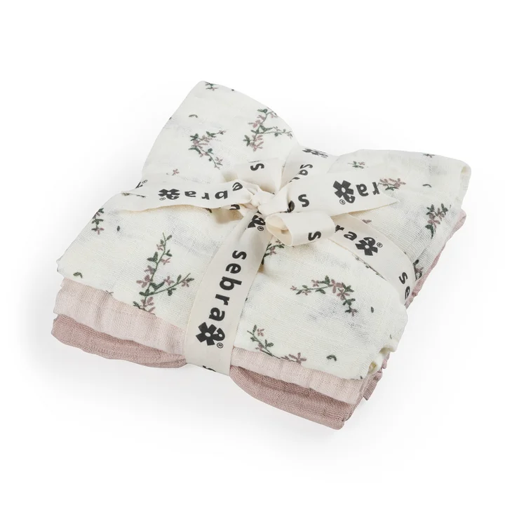Sebra - Spucktücher, powder blossom / rose (3er-Set)