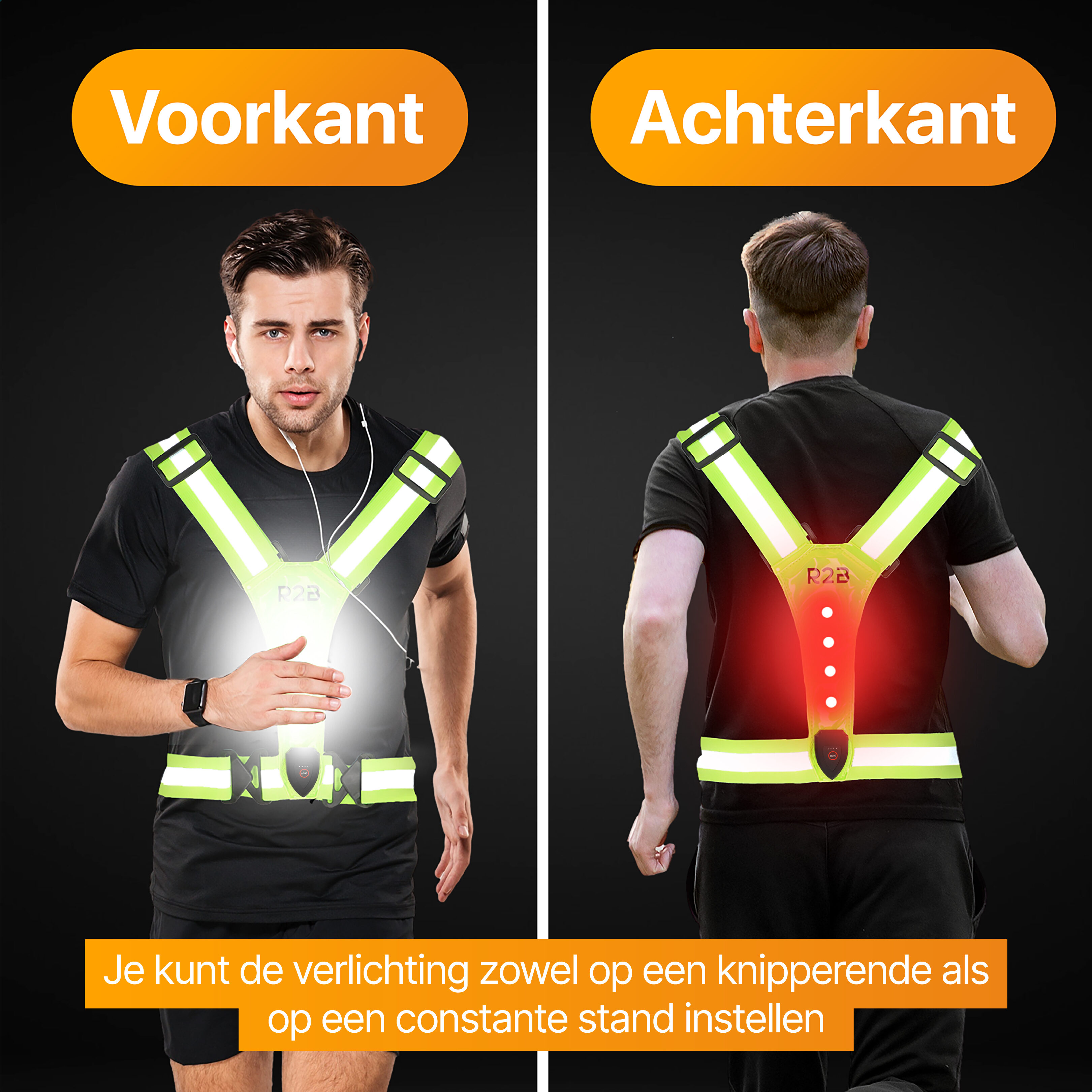 R2B oplaadbaar hardloopvest - Yellow