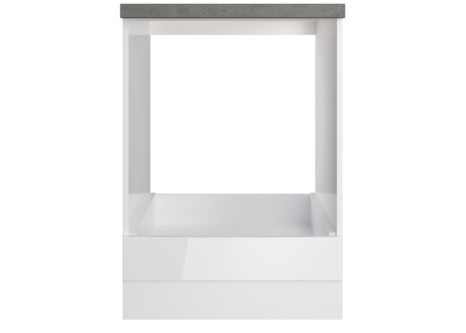 Herdumbauschrank MONZA - weiß Hochglanz - Beton-Optik