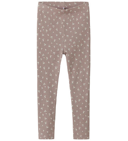 Name It Leggings - Rib - NmfHoise - Lila Dove m. Blumen