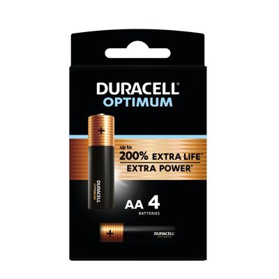 DURACELL Optimium - 4 piles alcalines - AA LR06