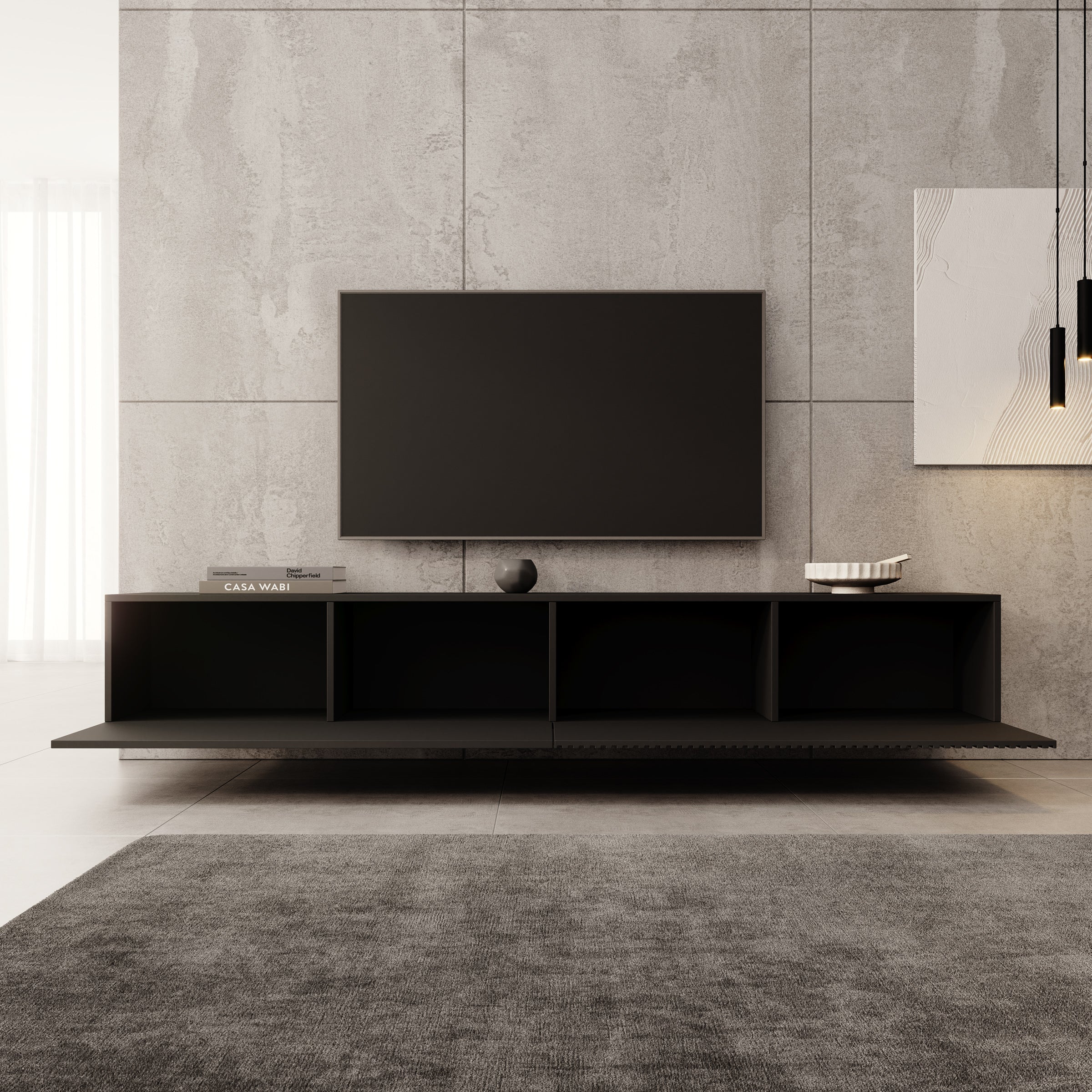 Cruzar - TV-Meubel - Zwart - 200x30x31 cm