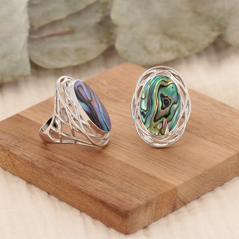 Bague Nid d'Argent 925 avec Nacre Abalone | Aden Boutique