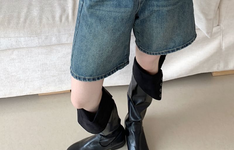 GOUB - Low Rise Washed Denim Shorts