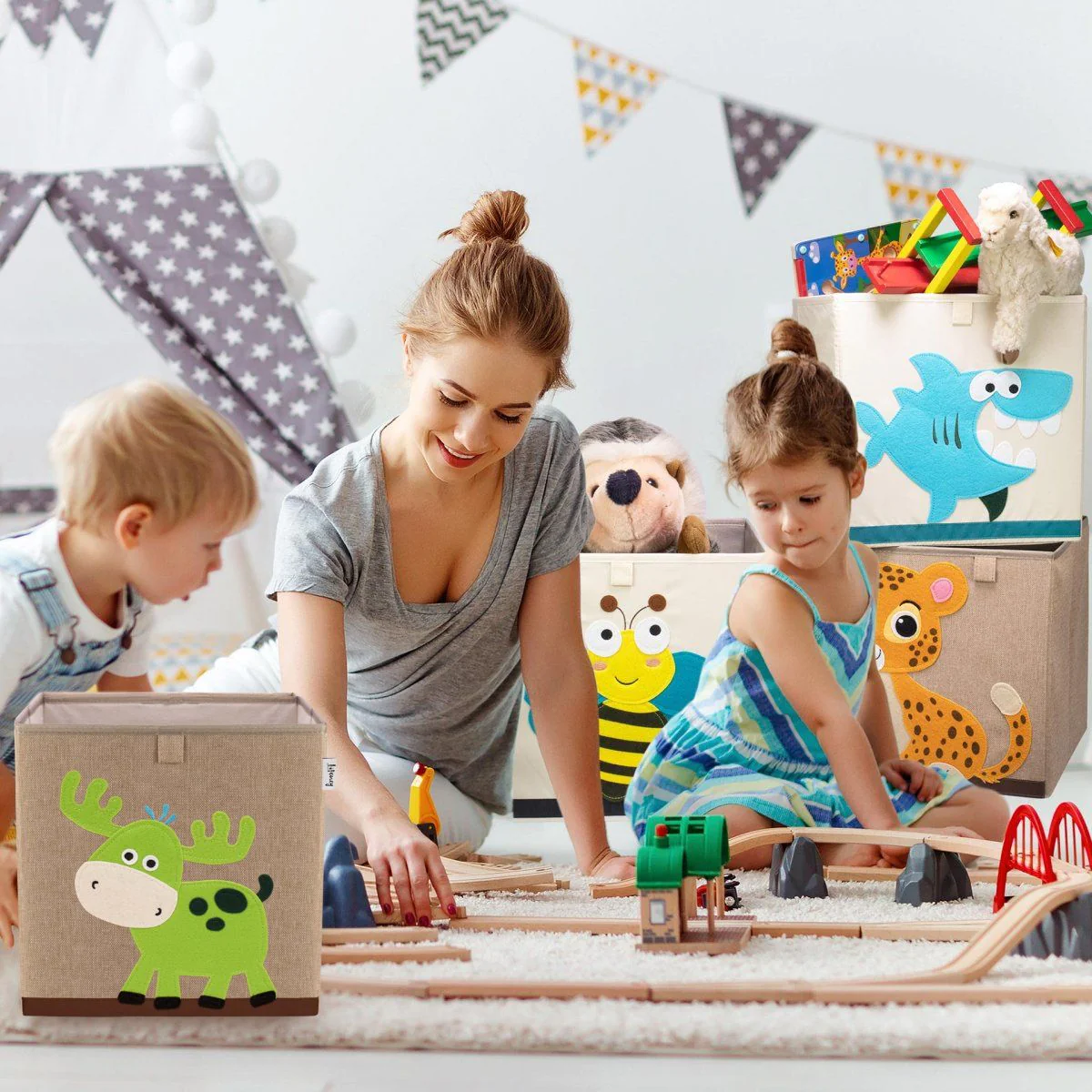 Boîte de rangement en tissu pour enfant 