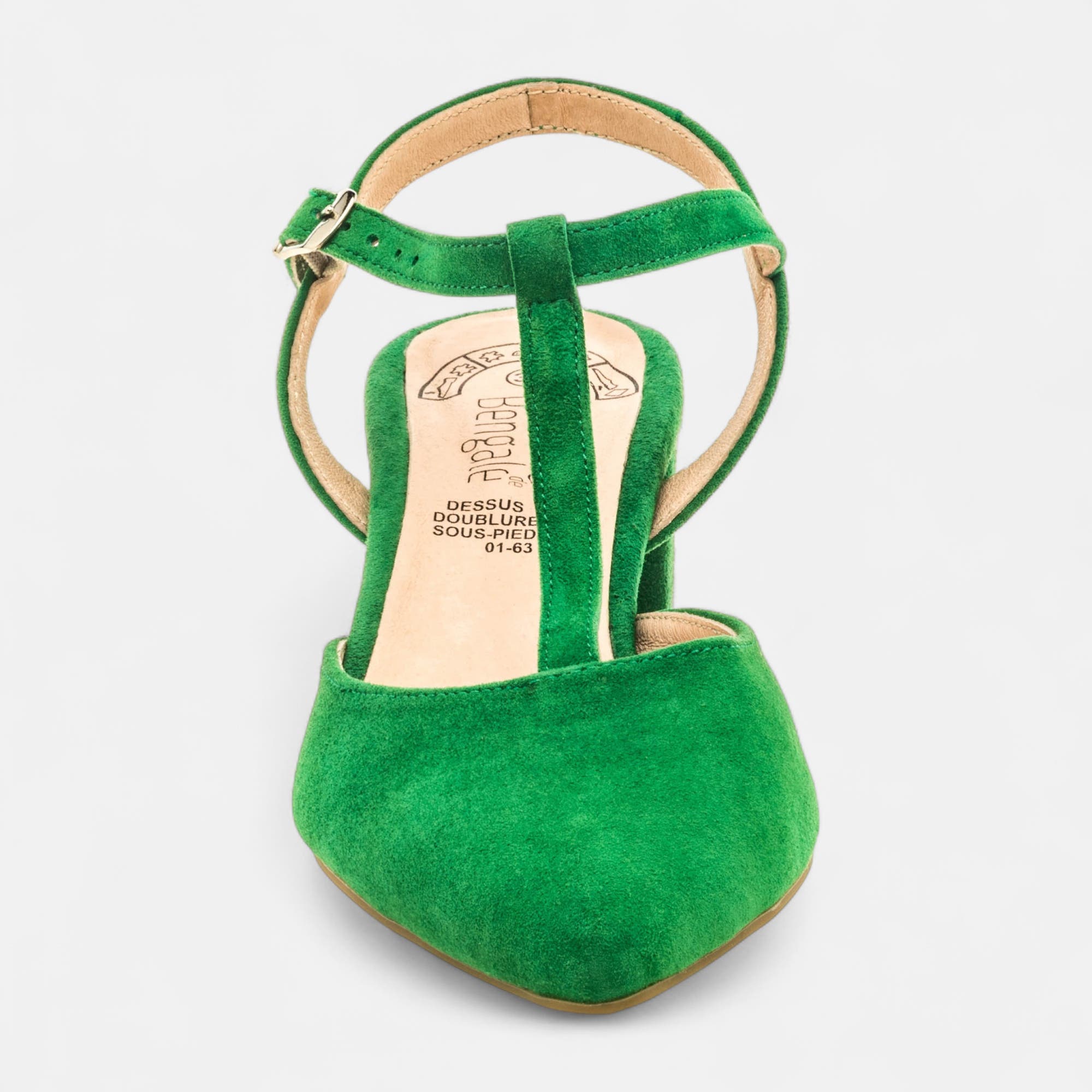 Escarpins avec bride arrière à talon Femme en cuir vert