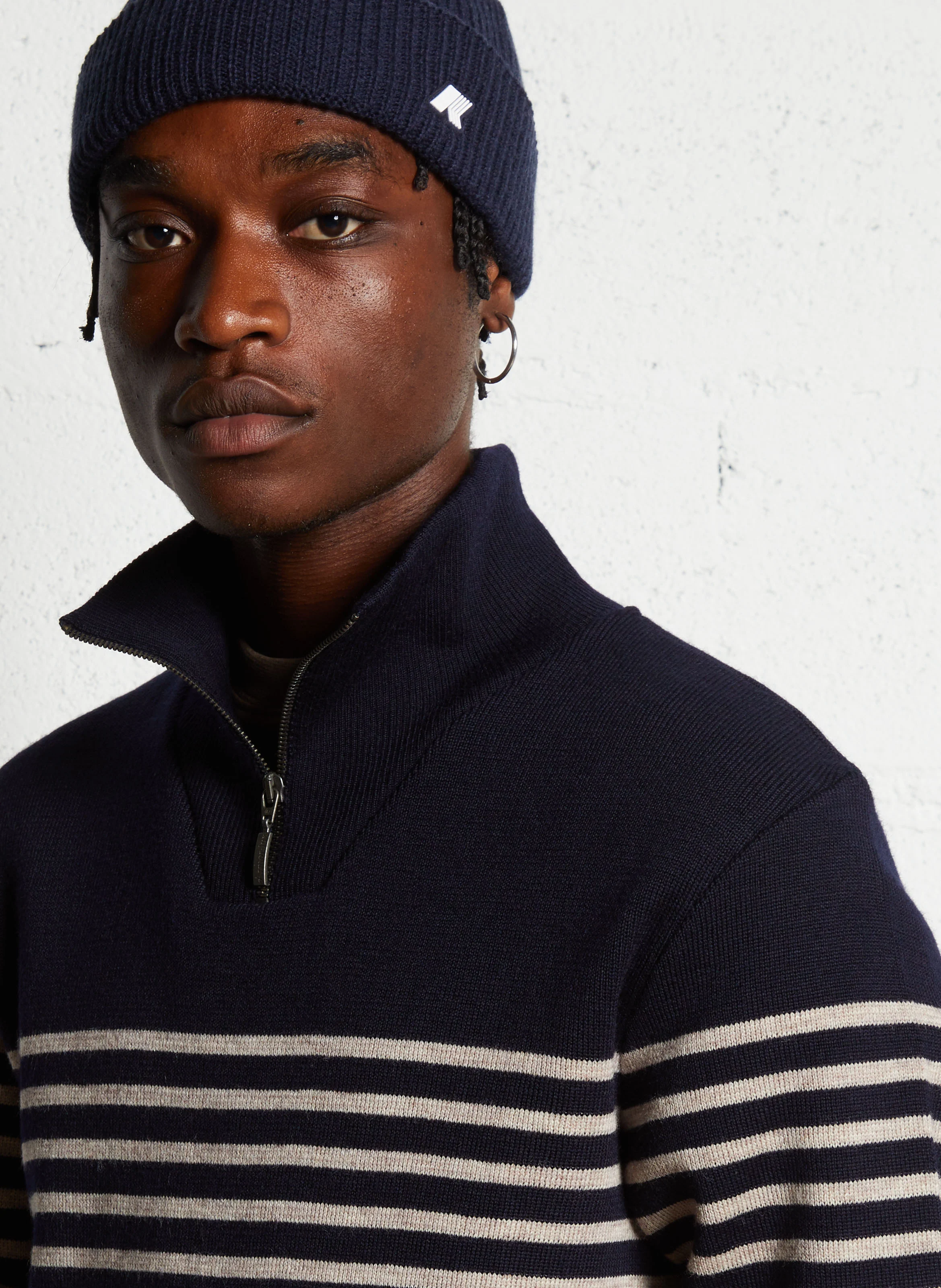 Marinière slim à col camionneur en laine | Multicolore