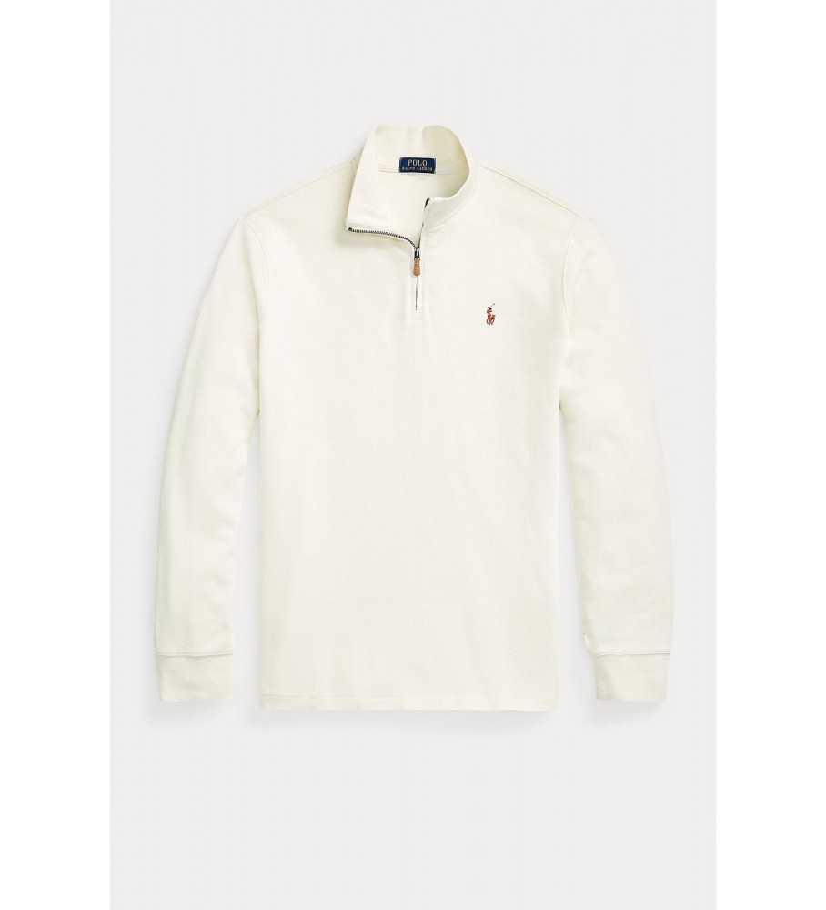 Suéter gola alta bege com zíper da Ralph Lauren