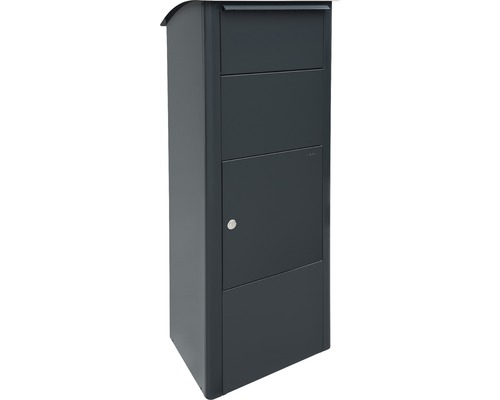 MEFA pakketbrievenbus, gepoedercoat staal, BxHxD 409/1021/326 mm, Beuken 457 antracietgrijs RAL 7016, toegang aan de voorzijde