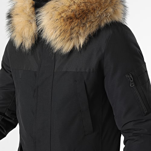 Parka Tech Premium Avec Fourrure Beige 0022 Noir