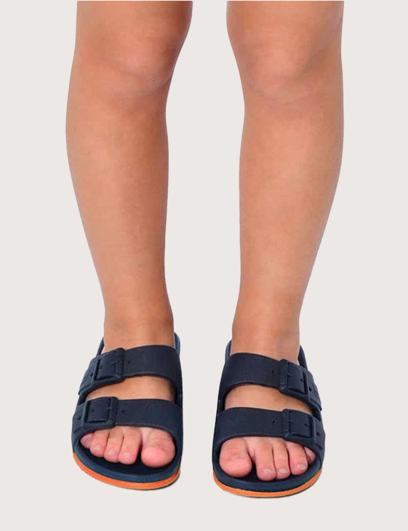 CACATOES SANDALES ENFANT BRASILIA NOIR ORANGE FLUO