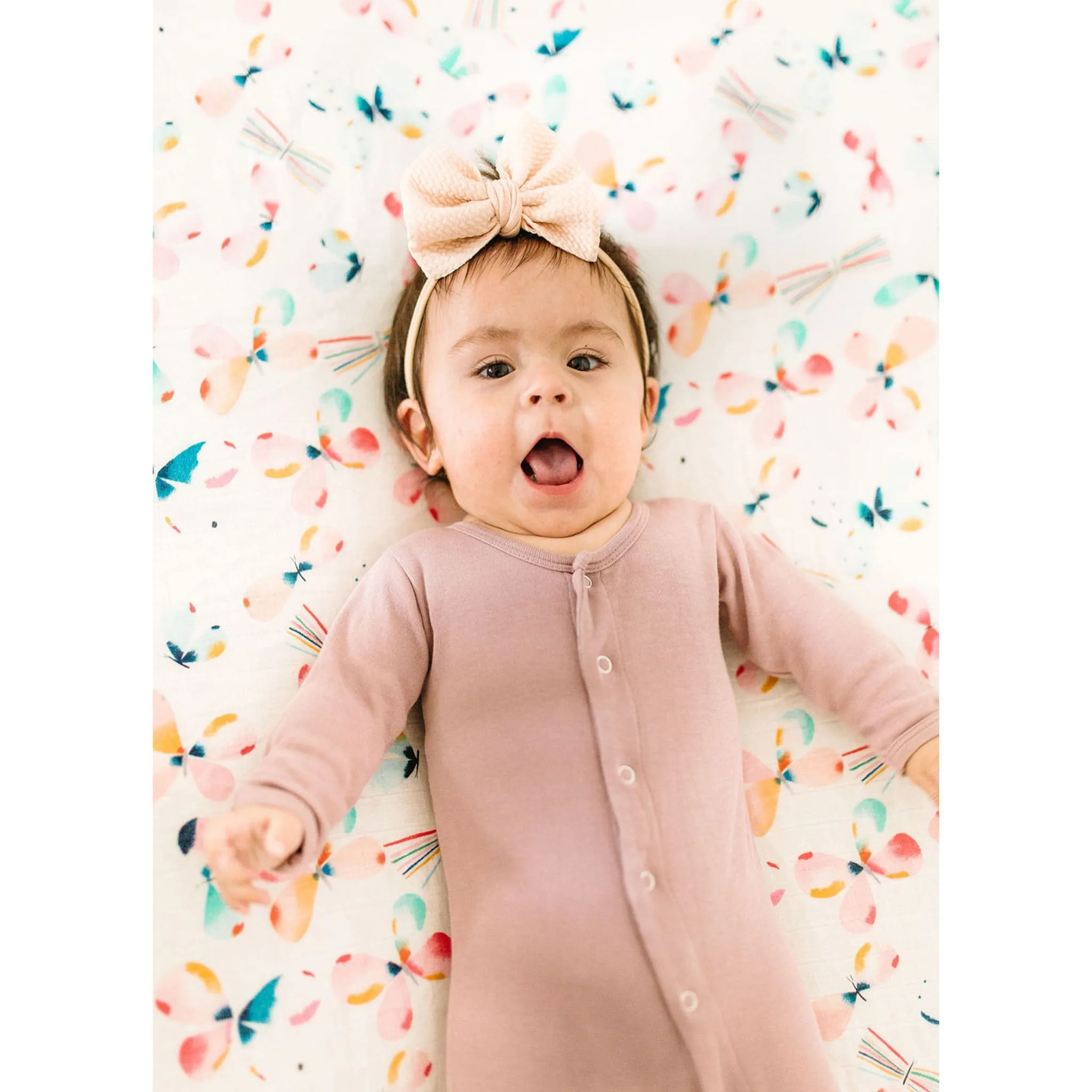 Loulou Lollipop Drap Contour pour Lit de Bébé - Mousseline Bambou Papillons