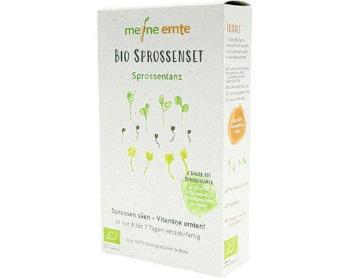 Biologische spruiten, mijn oogst spruitenset 'Sprout Dance', 4 stuks, slamix, tuinkers, mungbonen en alfalfa