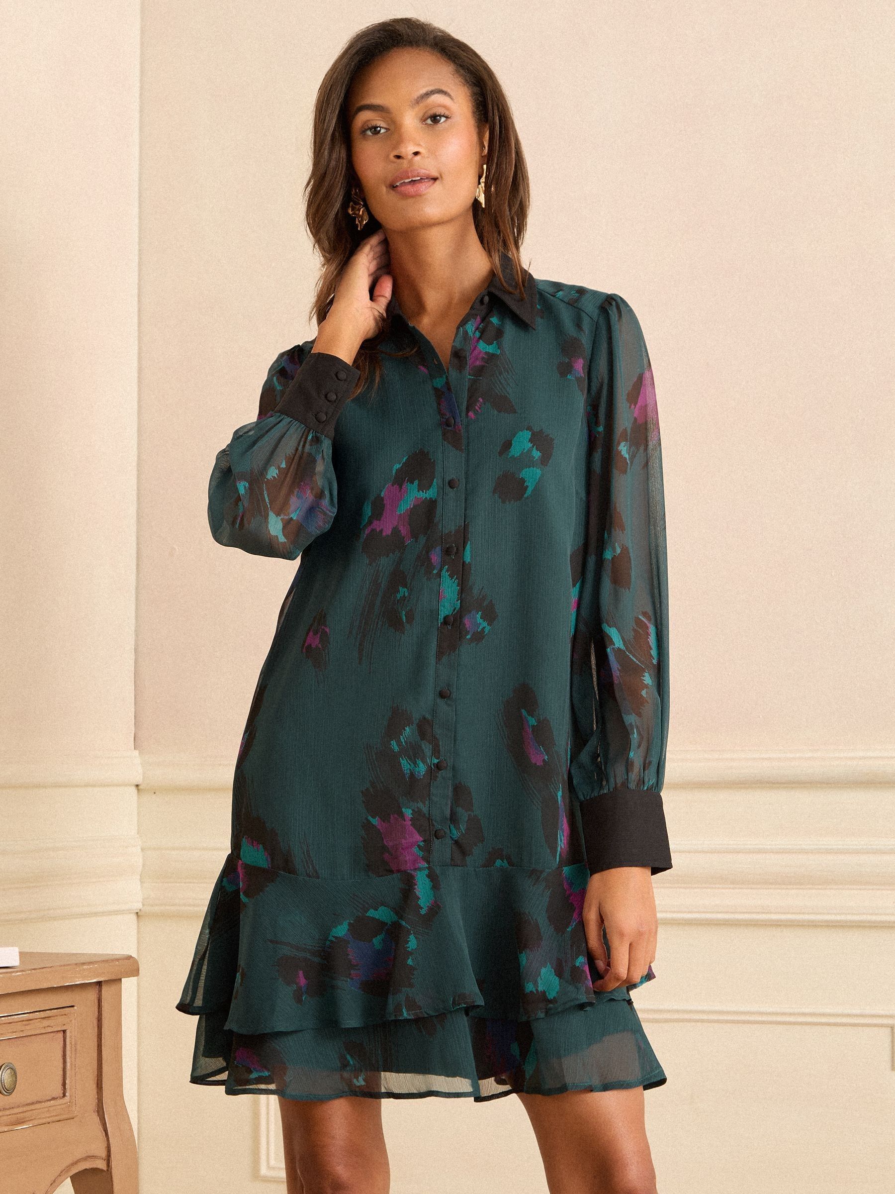 Love & Roses Dropped Waist Animal Mini Dress