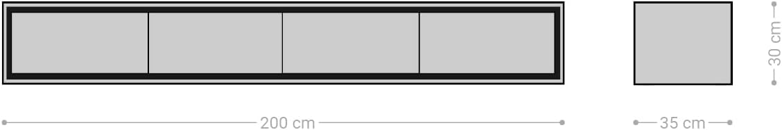 DELIFE TV-Board Stonegrace Akazie Natur 200 cm 4 Türen Steinfurnier schwebend Lowboard