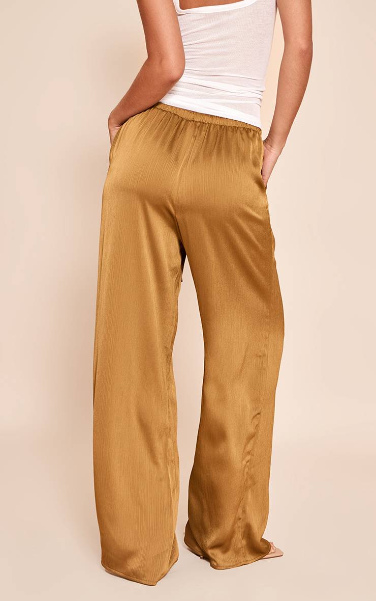 Chartreuse Pantalon Large Taille Basse En Satin Texturé Avec Cordon De Serrage