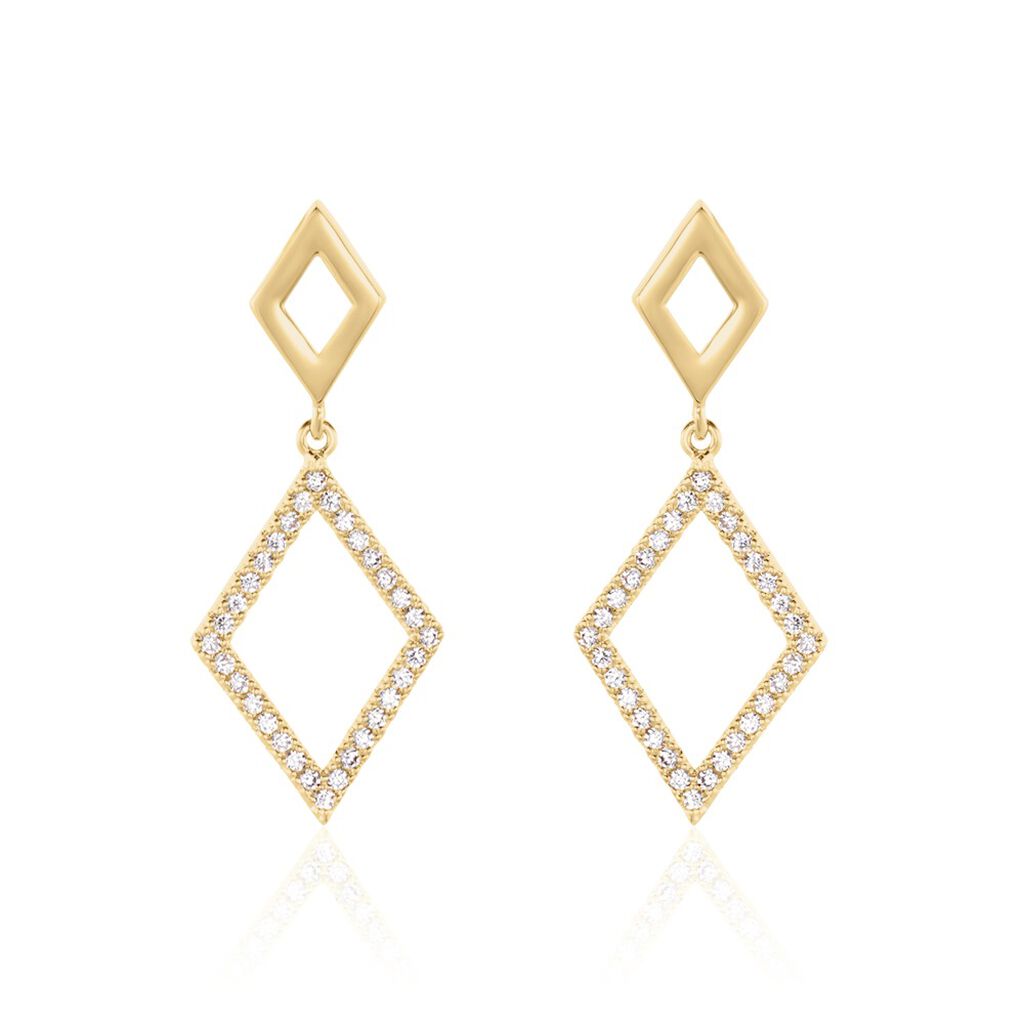 Boucles D'oreilles Brody Plaqué Or Jaune Oxydes De Zirconium