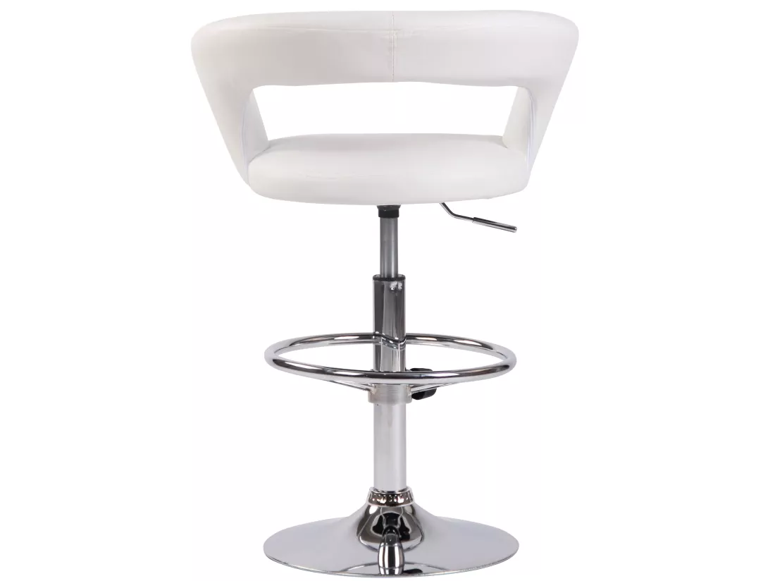 Tabouret de bar - Similicuir & Métal chromé - Blanc - Jaen
