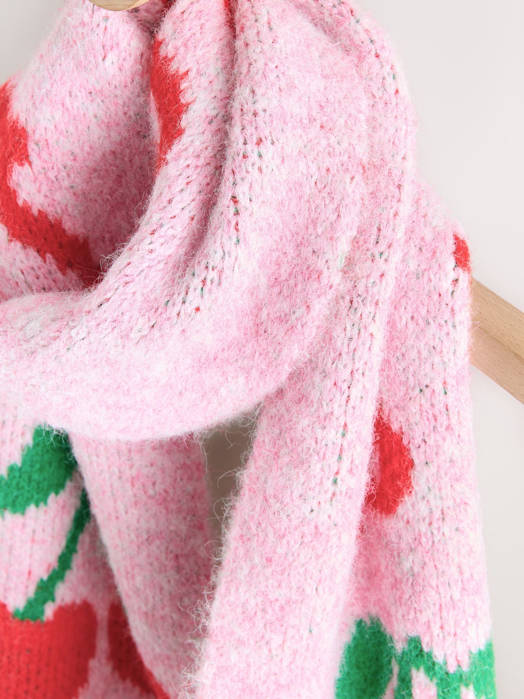 Roze - Cherry Slogan Knitted Heavyweight Scarf
