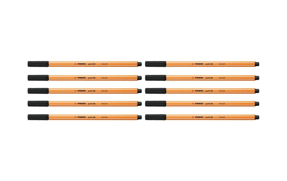 Fineliner point 88 10 Stück, SchwarzIdeal zum Skizzieren und Schreiben