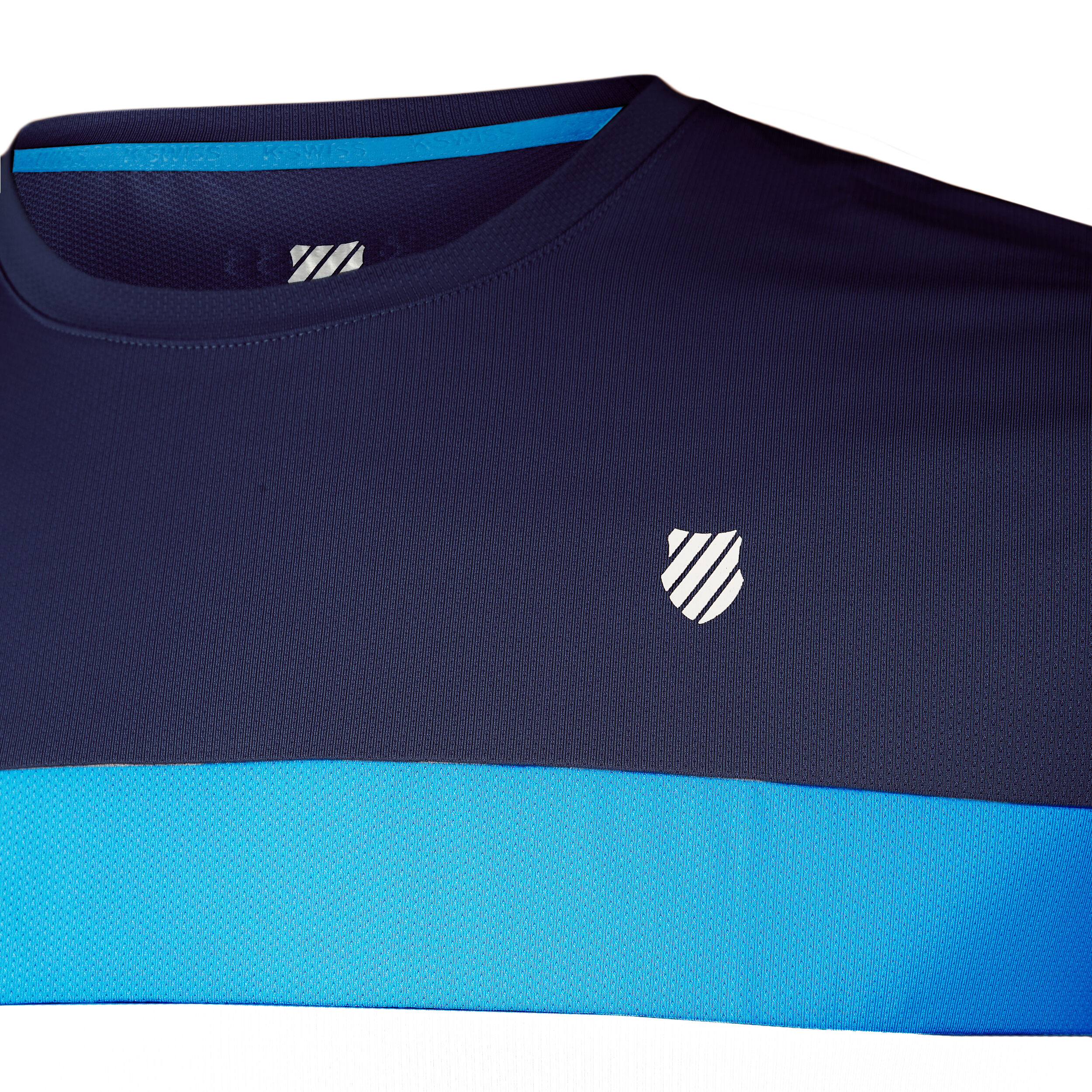 K-Swiss Core Team Stripe Crew T-shirt Hommes - Bleu Foncé , Multicouleur