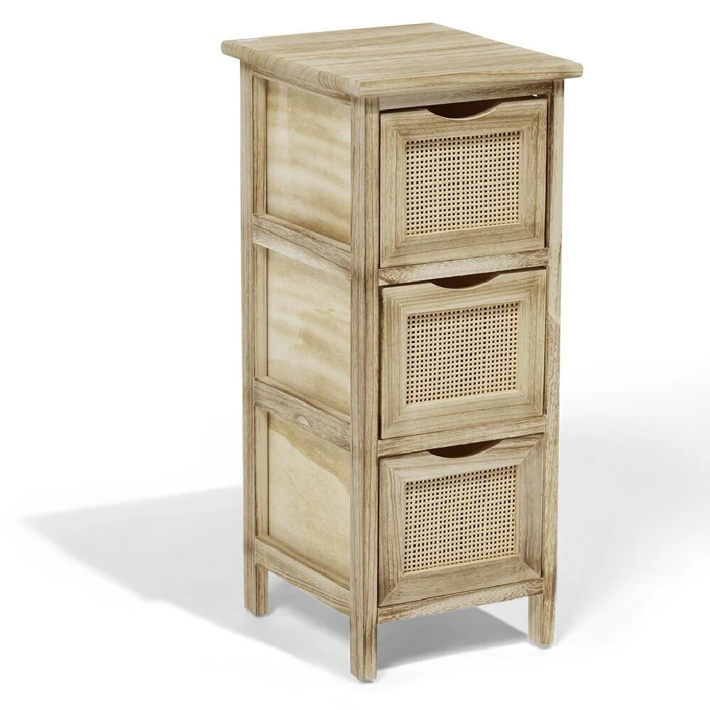 Meuble d'appoint Salomé 3 panières bois et métal 26xH63x30cm