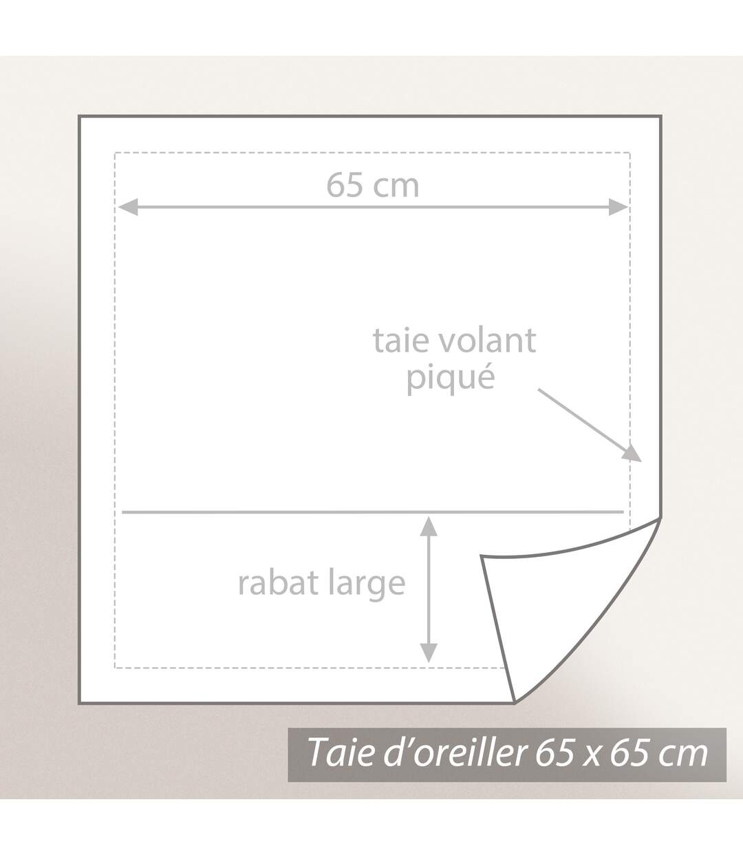 Taie d'oreiller 65x65 cm satin de coton WESLEY beige sisal