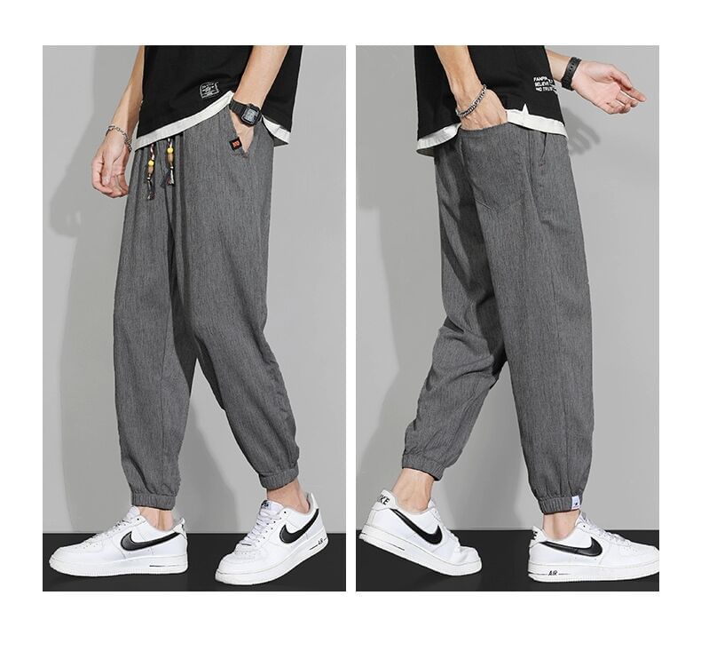 Blueforce - Effen cropped baggy broek met trekkoord in de taille