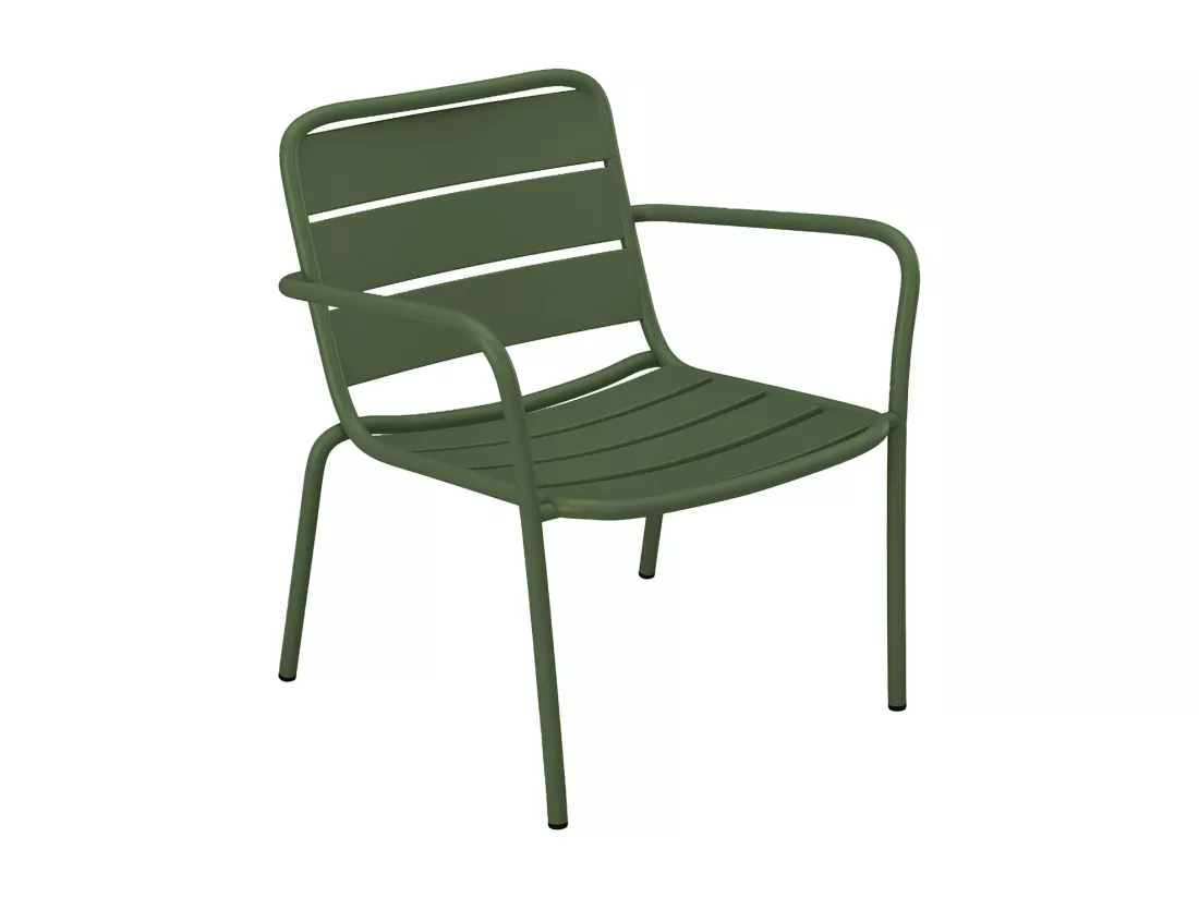 Fauteuil bas de jardin empilable en métal - Kaki - MIRMANDE de MYLIA