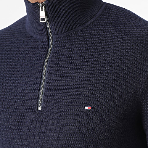 Pull Col Zippé Structure 1582 Bleu Marine
