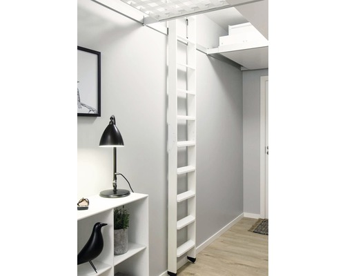 Dolle stapelbedladder, grenen/beuken, wit gegrond, 2-delig met 10 treden