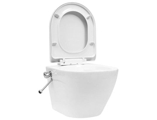VIDAXL - Toilette murale sans bord à fonction de bidet céramique blan...