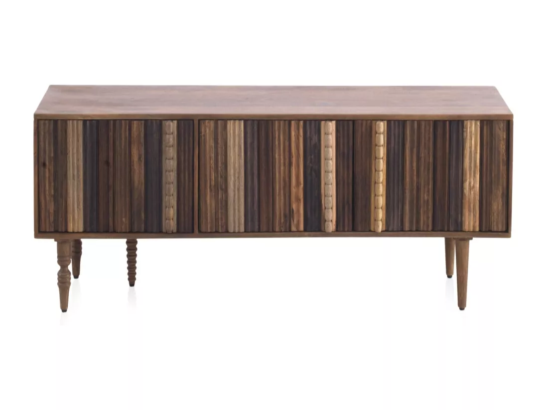 Meuble TV 3 portes multicolores en acacia massif