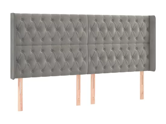 Sommier tapissier matelas et LED Gris clair 180x200 cm Velours