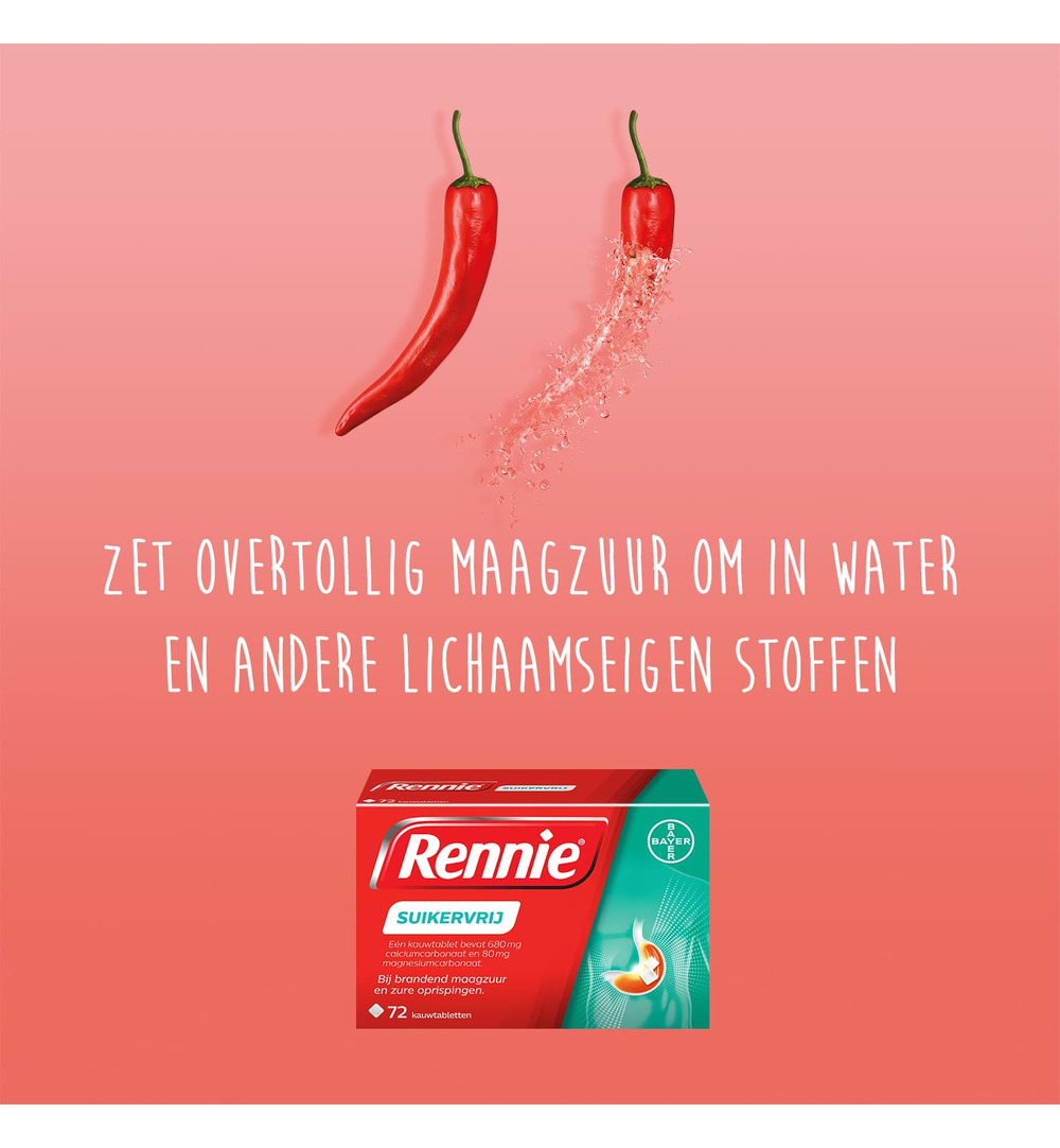 Rennie Suikervrij (72 tabletten)