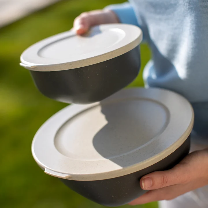 Koziol - Connect Vorratsdosen-Set Kopenhagen, 0.7 l ,1.3 l, nature ash grey (2er-Set)