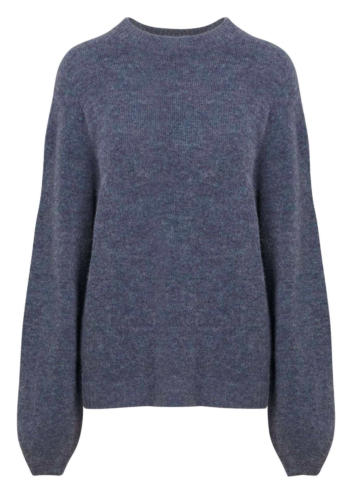 WAYNE - Pull droit col rond en maille mélangée | Bleu