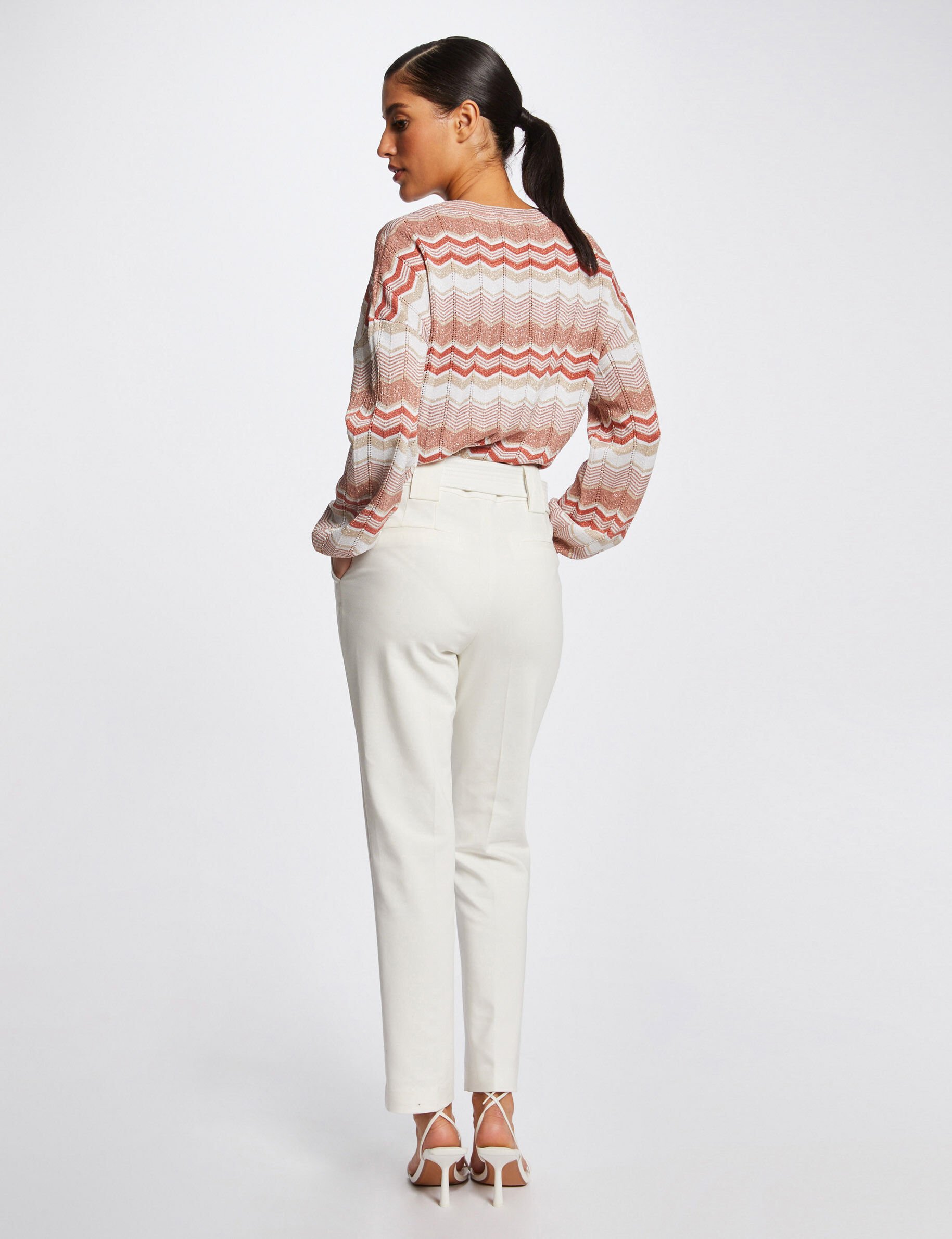 Pull manches longues imprimé chevron vieux rose femme - vieux_rose