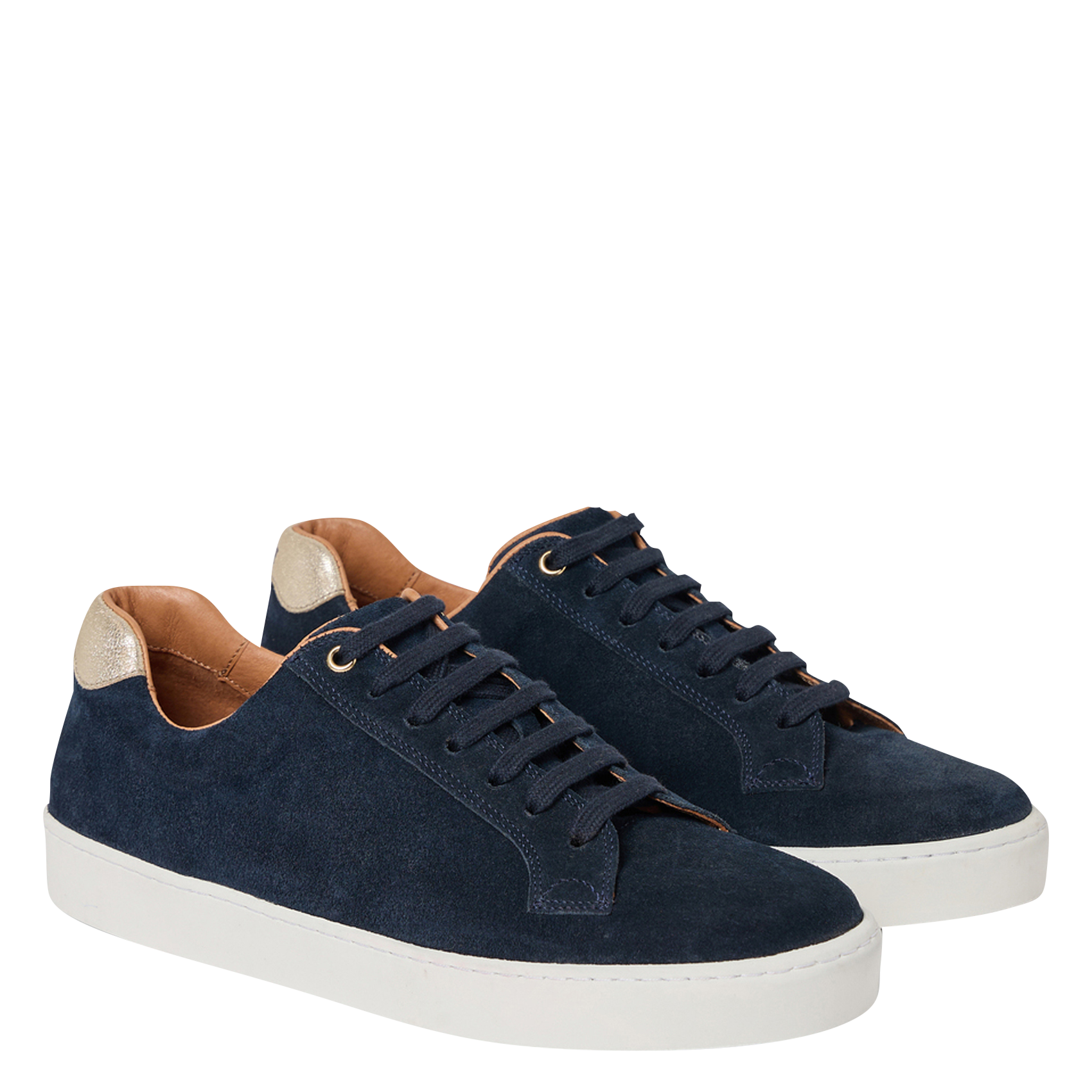 GASPARD - Baskets basses en cuir velours | Bleu