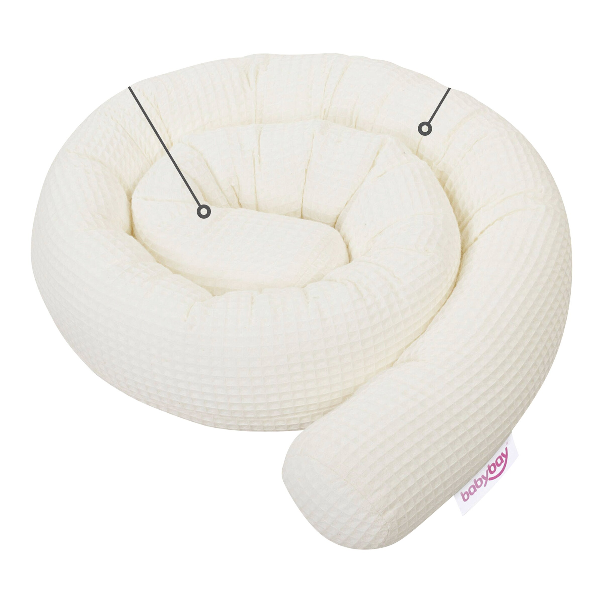 babybay® Nestchenschlange Waffelpiqué 180 cm passend für alle Modelle ivory
