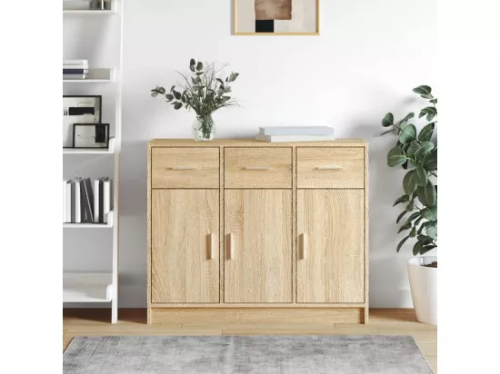 Buffet chêne sonoma 91x28x75 cm bois d'ingénierie