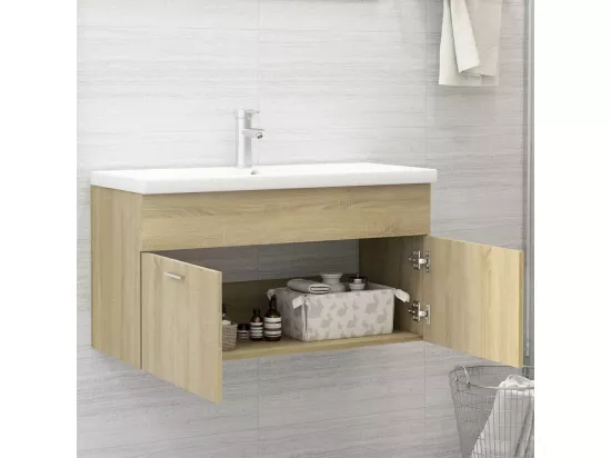 Armoire d'évier et lavabo intégré Chêne sonoma Bois ingénierie