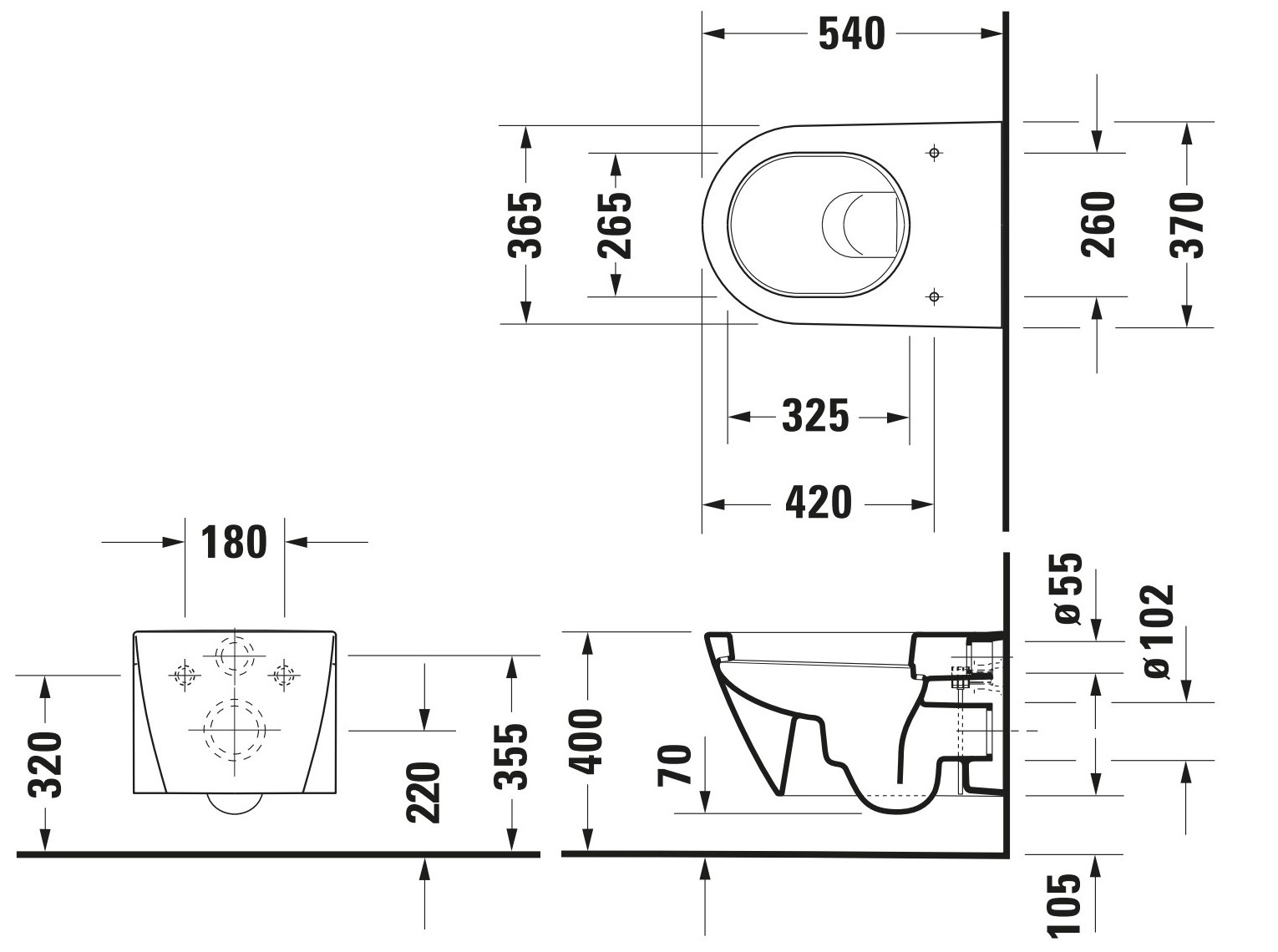 Duravit Starck 2 hangend toilet wit glans