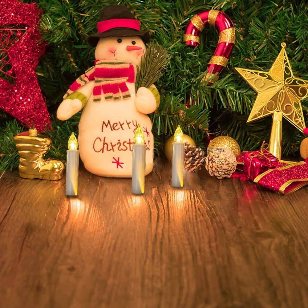 (10er Set) 10cm LED Weihnachtsbaum Kerzen Christbaum Beleuchtung inkl. Fernbedienung (Batteriebetrieben) - Warmweiss