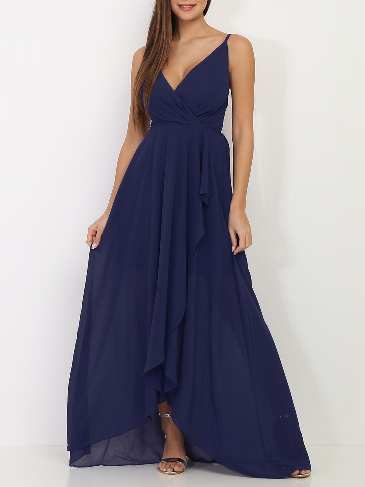 Robe de soirée longue grandes tailles- Bleu marine